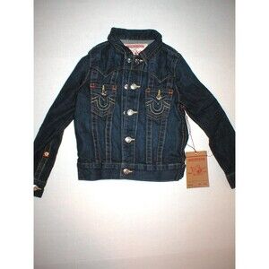 New  $178 Boys Girls NWT S True Religion Designer Jean Jacket Dark Jimmy Western